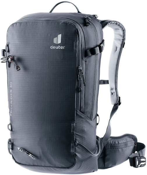 deuter 30 backpack Deuter Freerider 30 The Freerider pack has clever winter-specific details like access to the main compartment via a fully opening back panel. This gives you good oversight of the contents and it