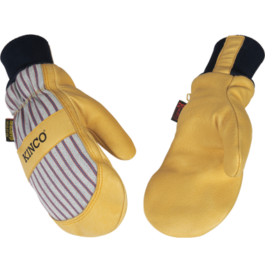 Kinco Lined Grain Pigskin Leather Palm Mittens with Knit Wrist