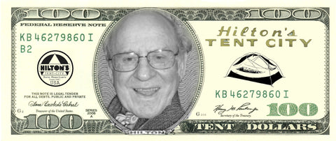 Hilton's "Tent Bucks" Gift Cards / Gift Certificate - Hilton's Tent City